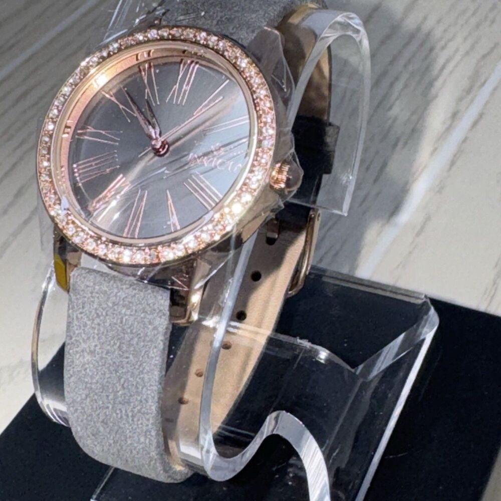 Women’s Invicta Celestial LADY Rose Gold / Gray Leather Band 31mm
